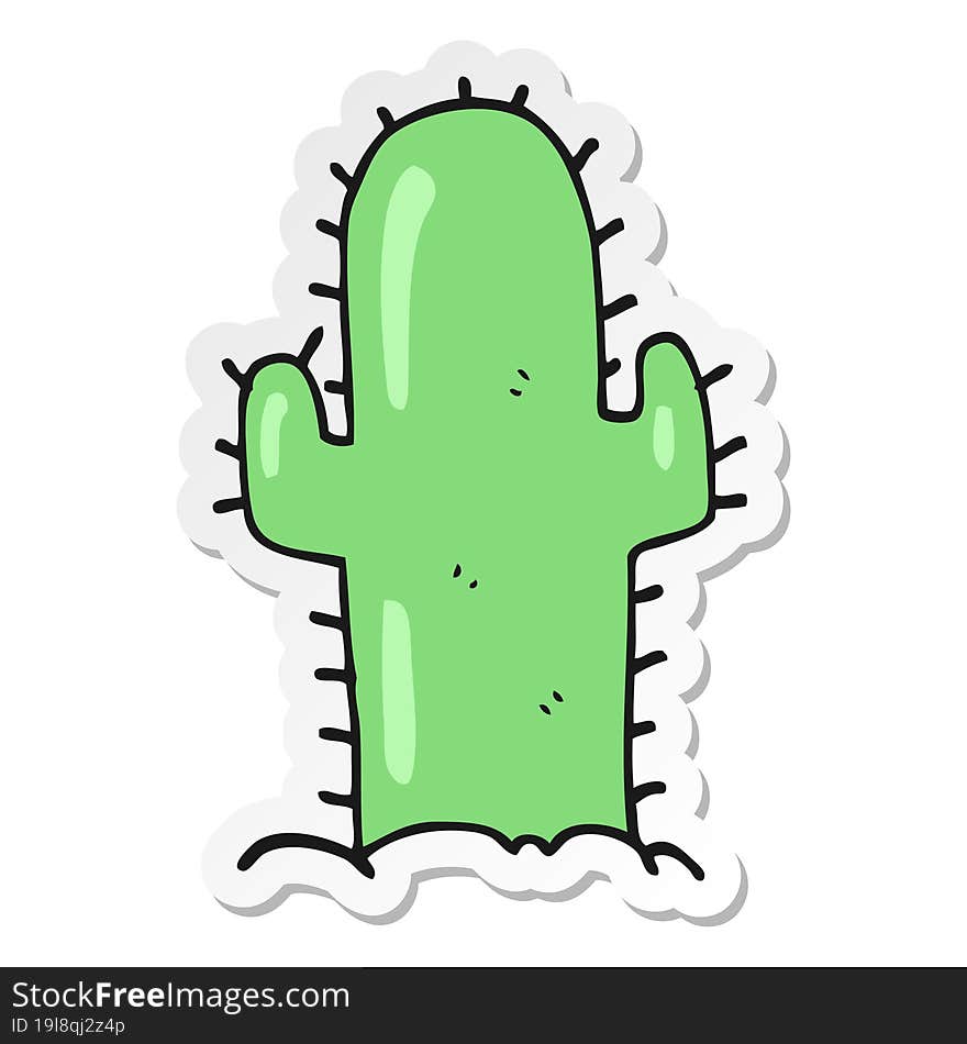 sticker of a cartoon cactus