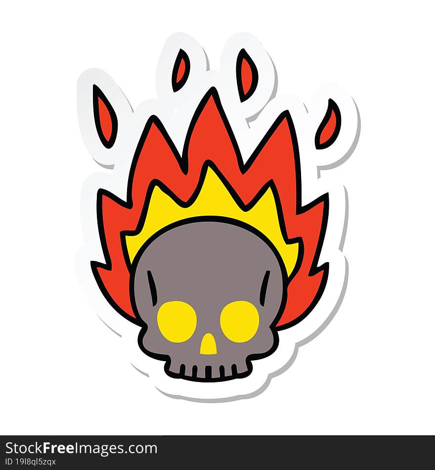 sticker of a quirky hand drawn cartoon skull