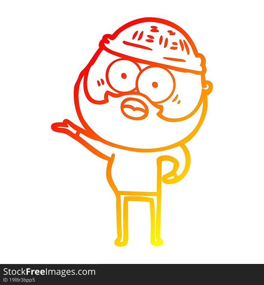 warm gradient line drawing cartoon surprised bearded man