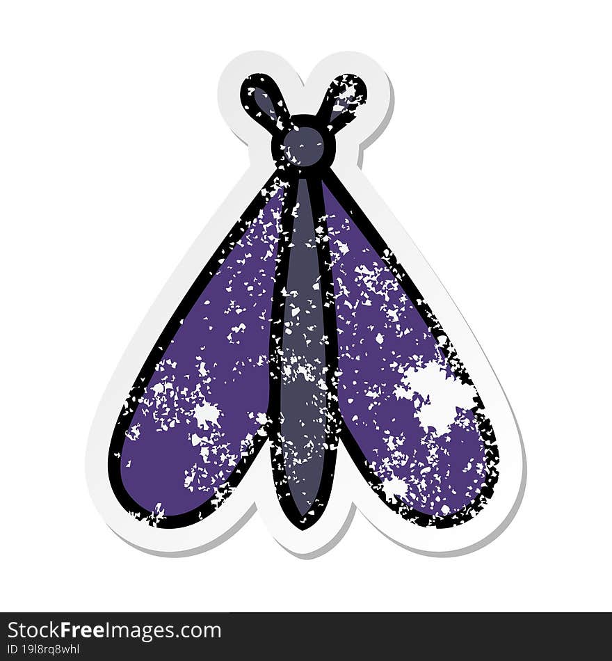 Distressed Sticker Of A Cute Cartoon Moth Bug