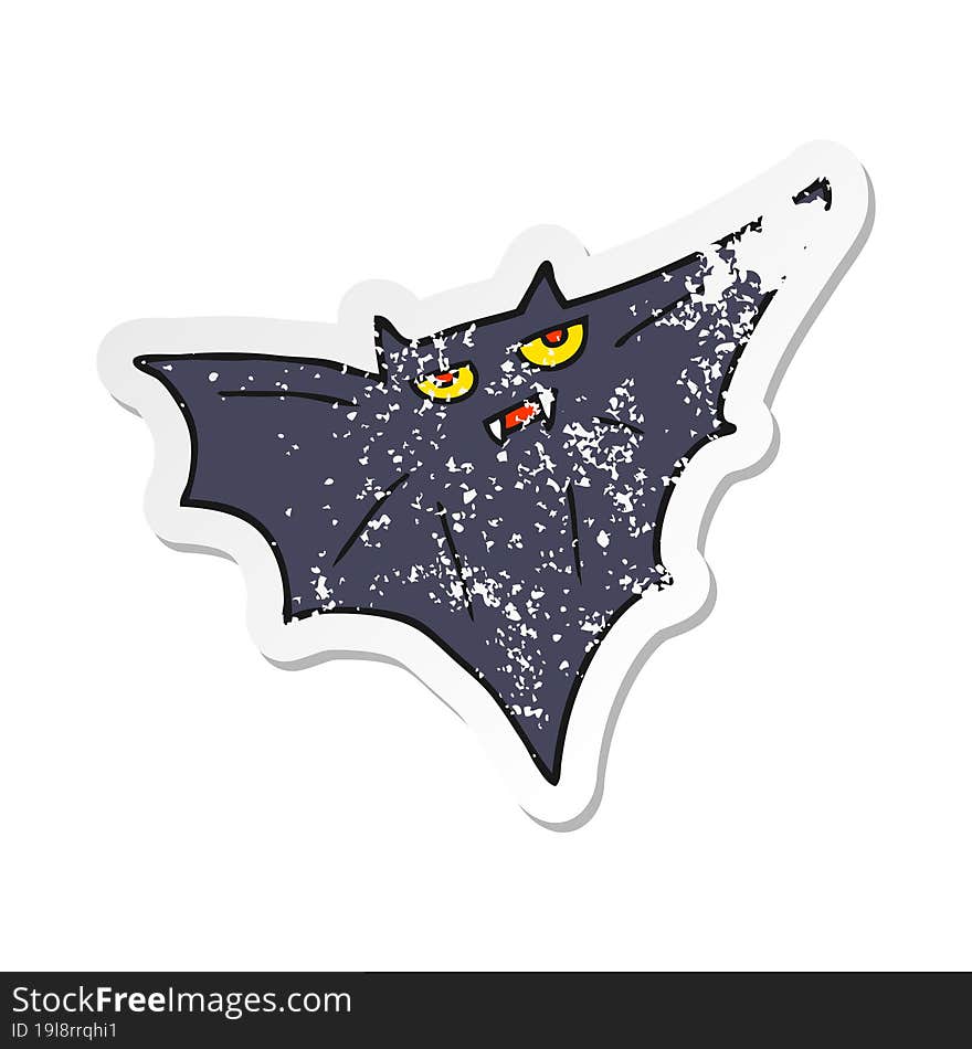 retro distressed sticker of a cartoon halloween bat