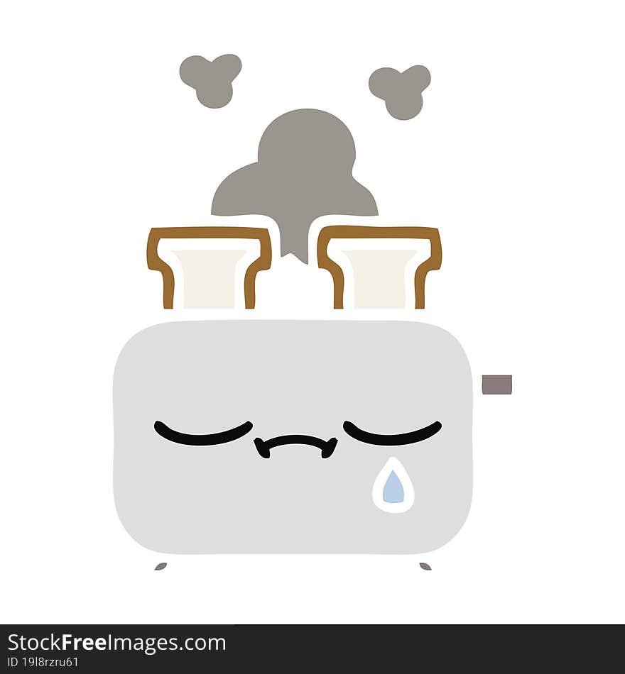 flat color retro cartoon of a toaster