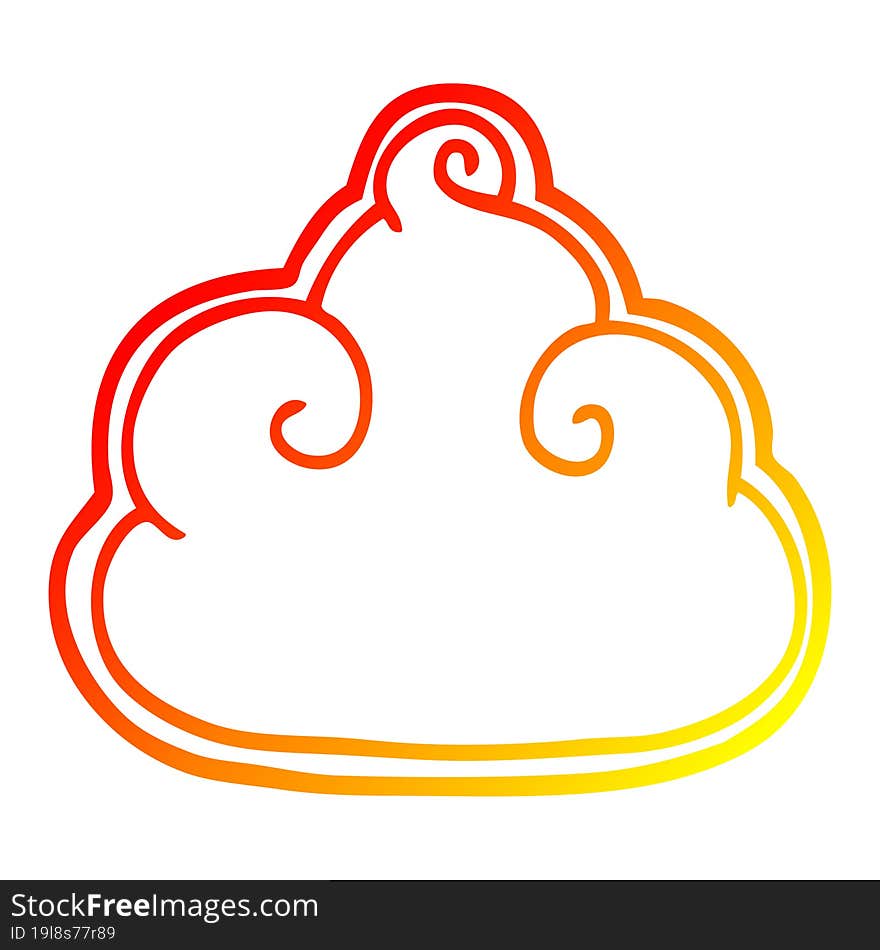 warm gradient line drawing cartoon storm cloud