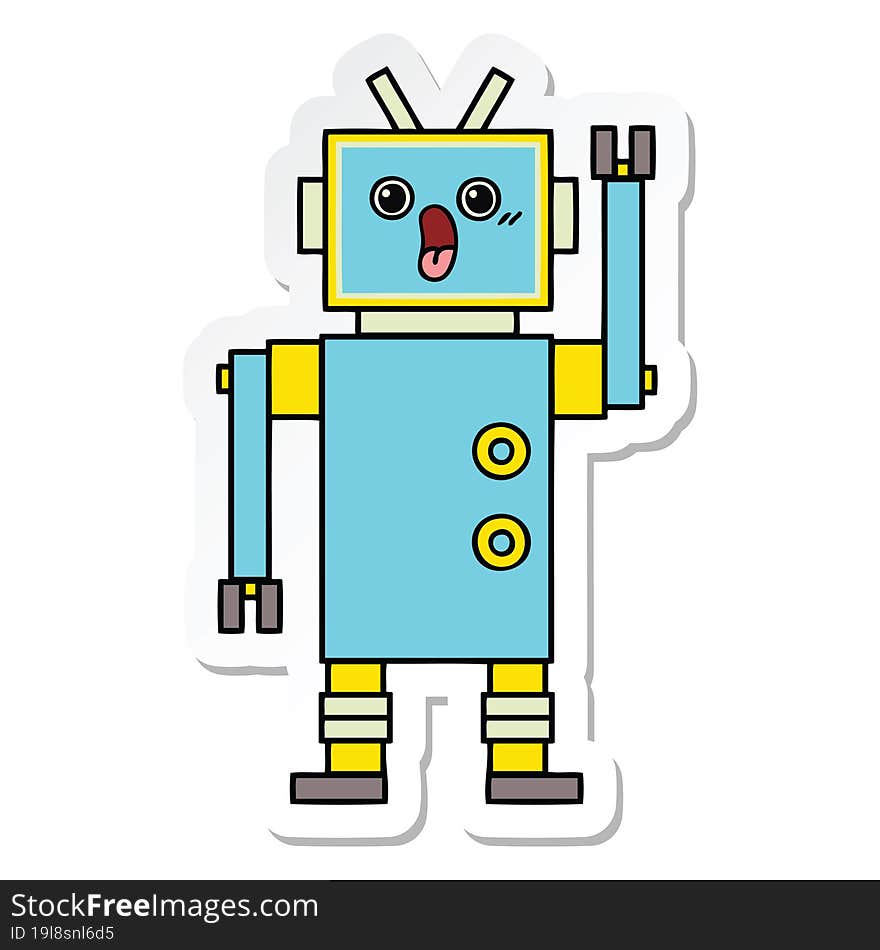 Sticker Of A Cute Cartoon Robot