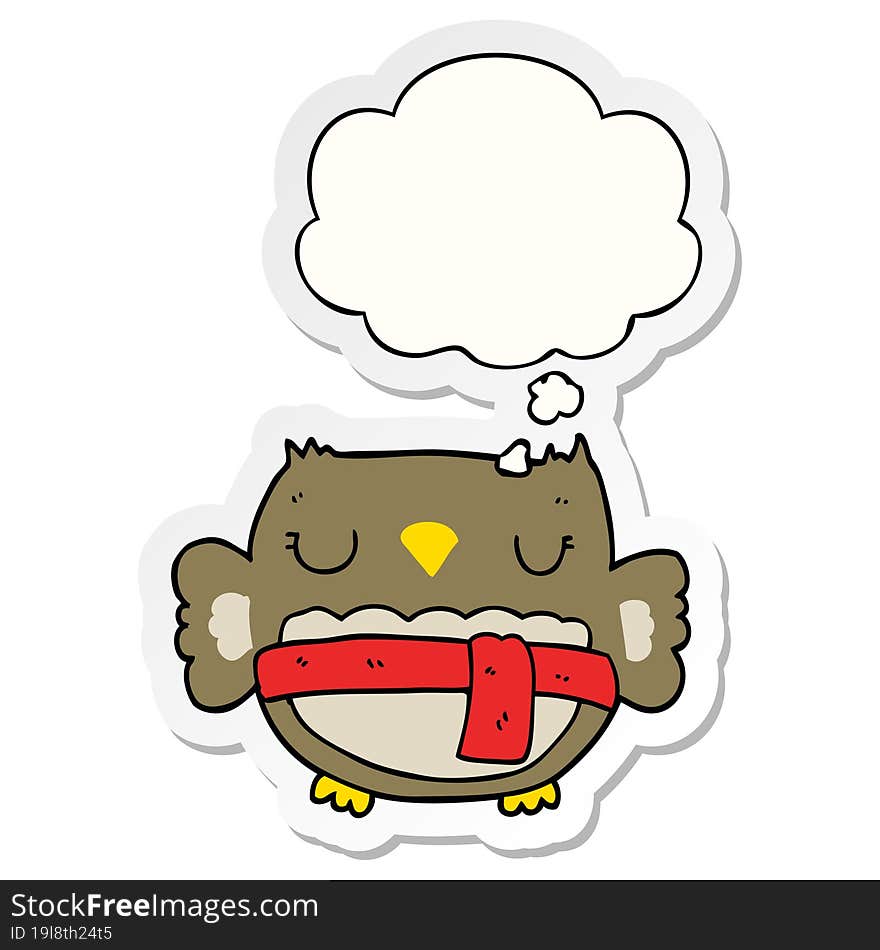 cartoon owl and thought bubble as a printed sticker