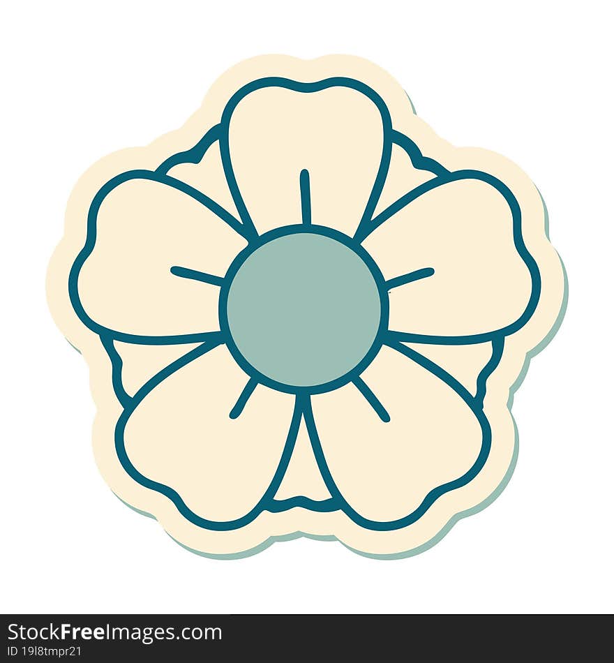 Tattoo Style Sticker Of A Flower