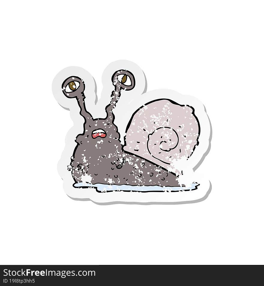 retro distressed sticker of a cartoon gross snail