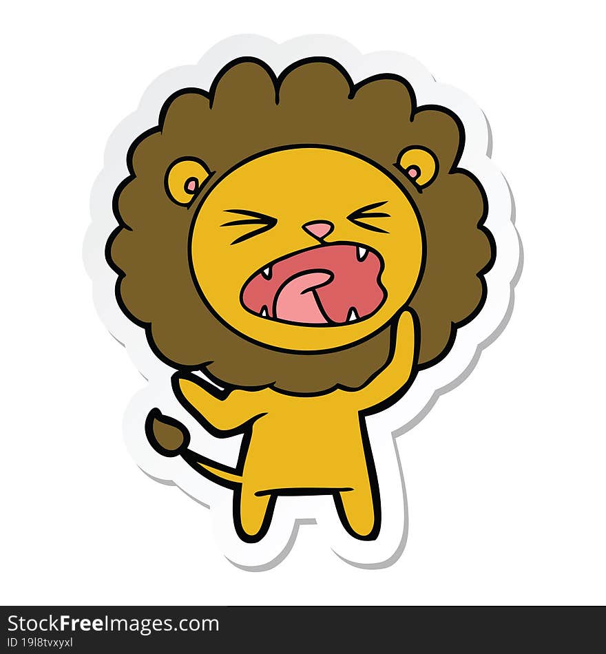 sticker of a cartoon angry lion