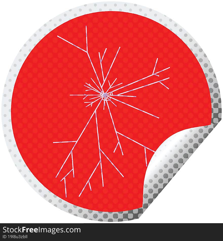 cracked screen graphic circular sticker