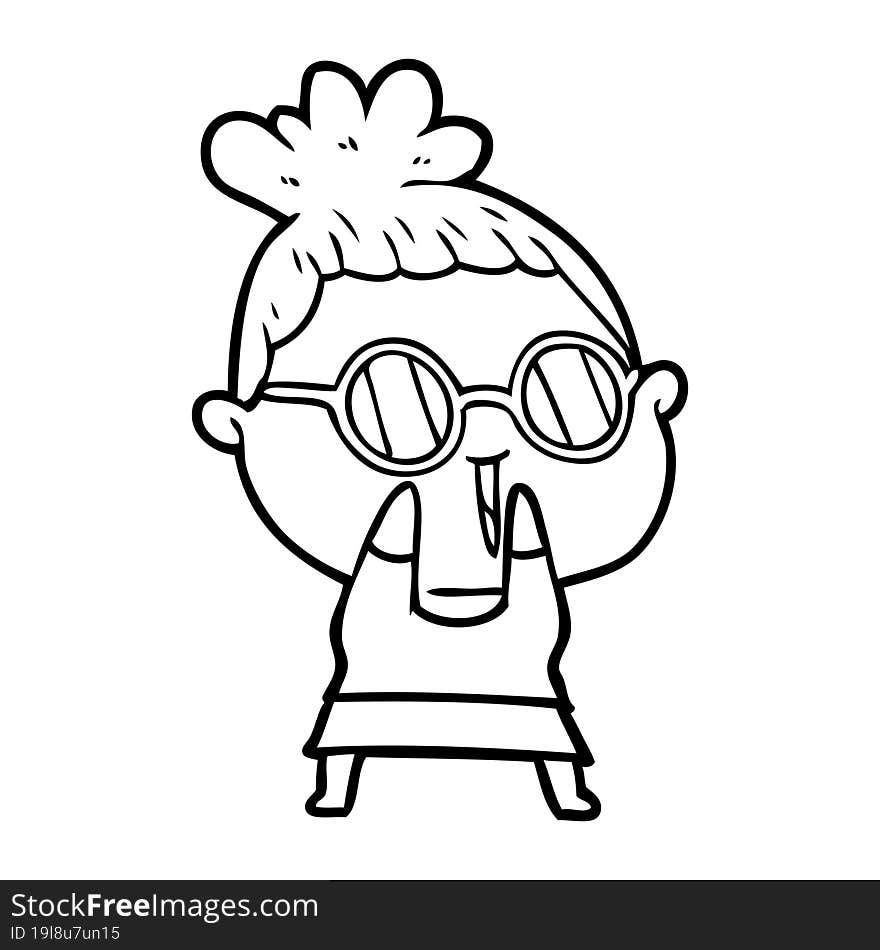 cartoon shy woman wearing spectacles. cartoon shy woman wearing spectacles