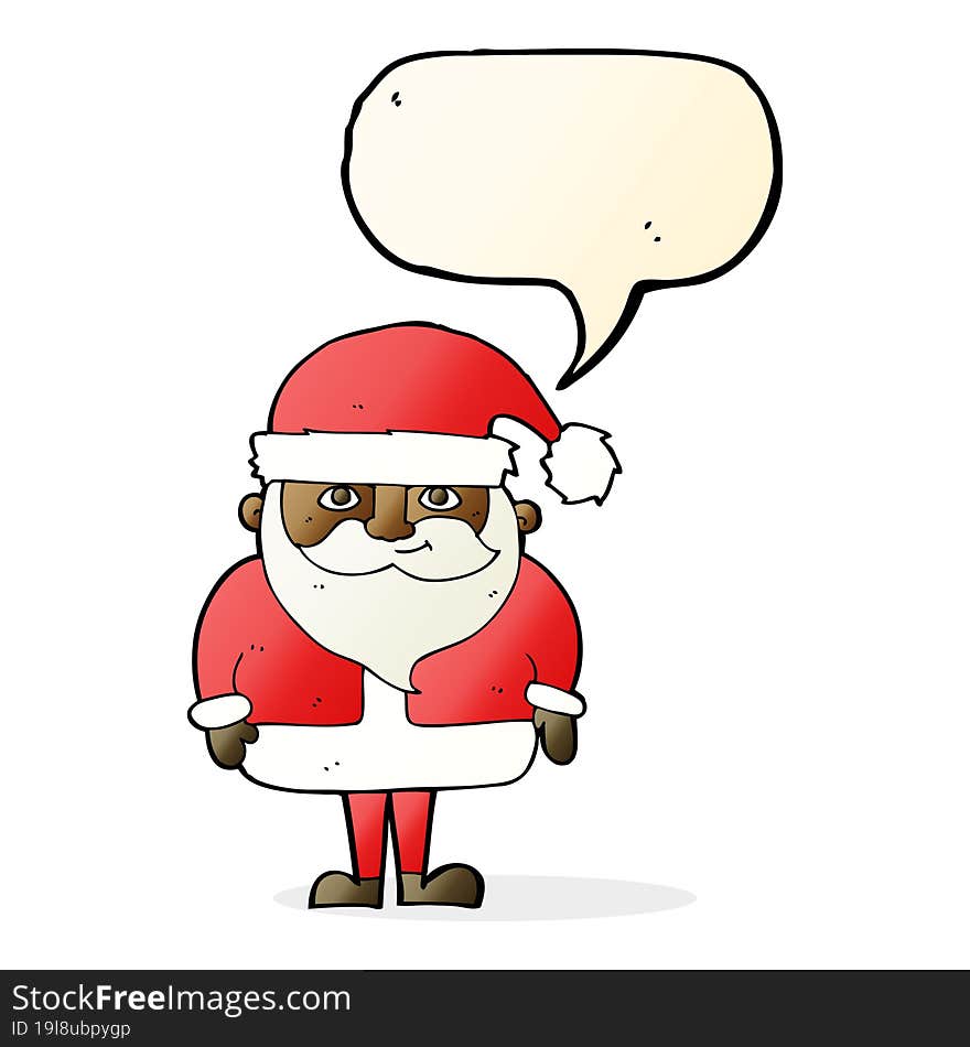 cartoon happy santa claus with speech bubble