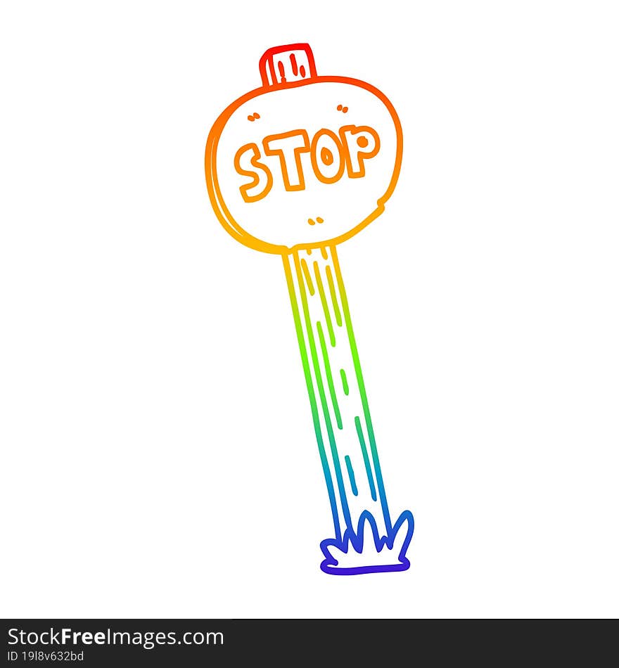 rainbow gradient line drawing of a cartoon traffic signs