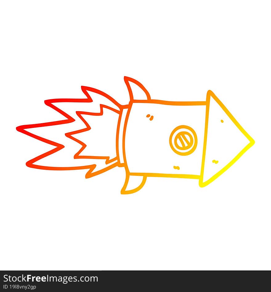 warm gradient line drawing cartoon space rocket