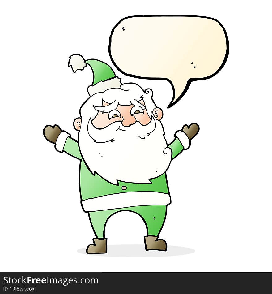 cartoon happy santa claus with speech bubble