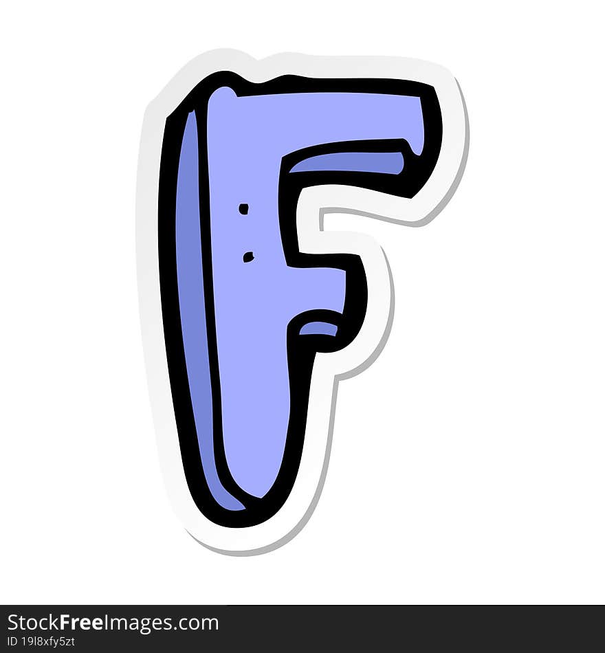 Sticker Of A Cartoon Letter F