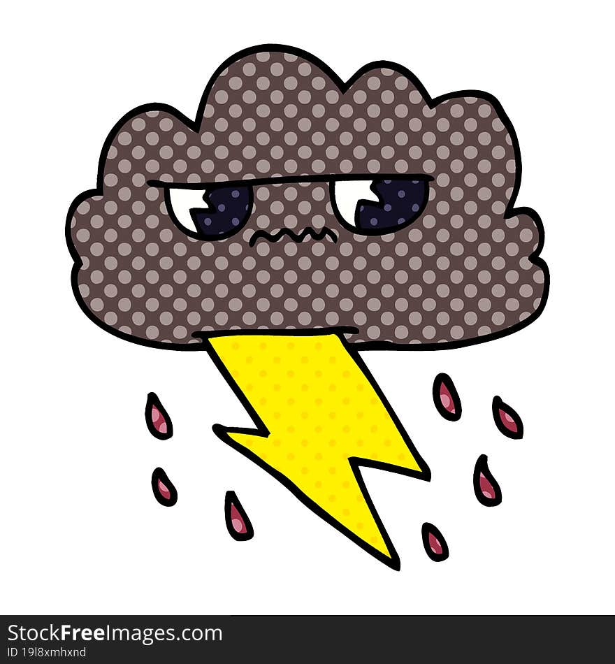 cartoon doodle angry storm cloud