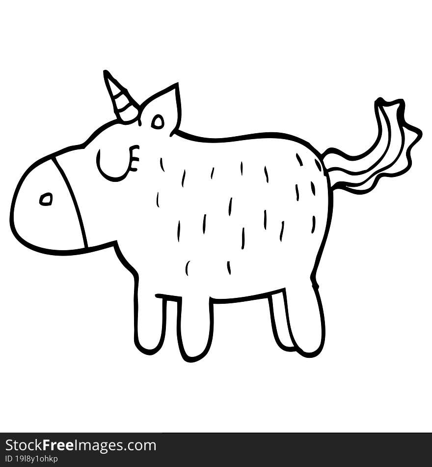 line drawing cartoon cute unicorn