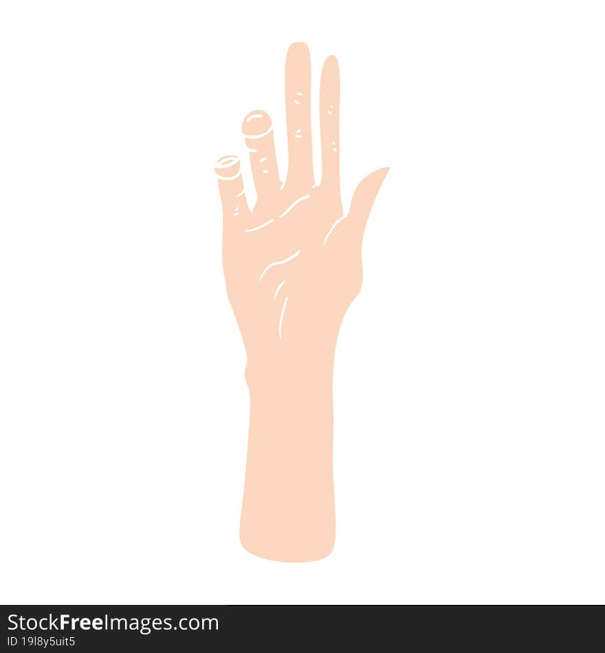 flat color illustration of reaching hand. flat color illustration of reaching hand