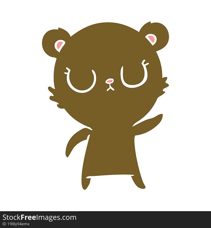 Peaceful Flat Color Style Cartoon Bear