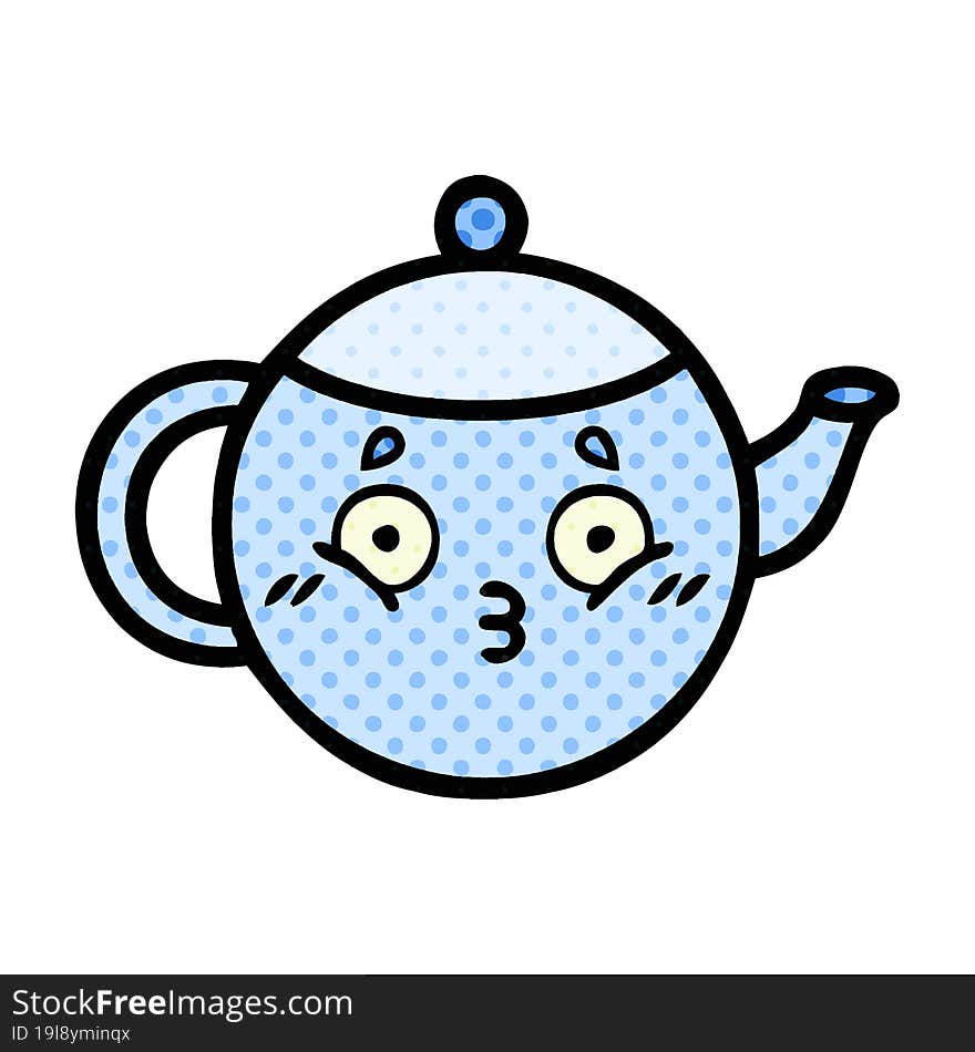 Comic Book Style Cartoon Tea Pot