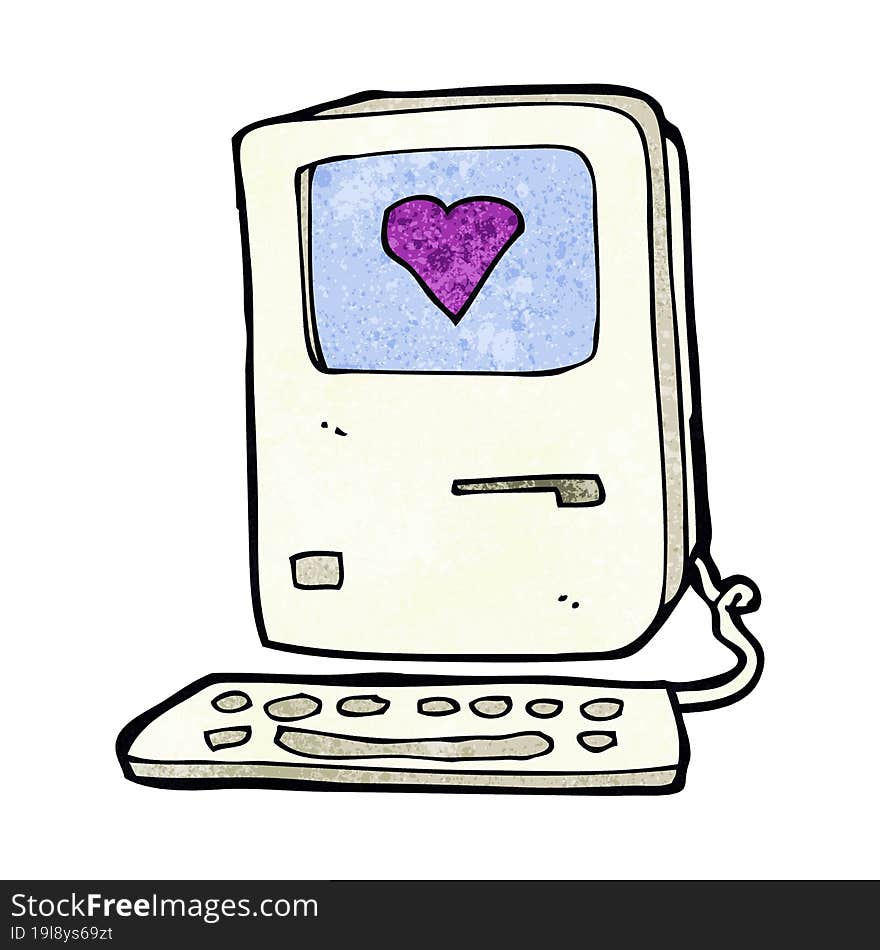 Cartoon Computer With Love Heart