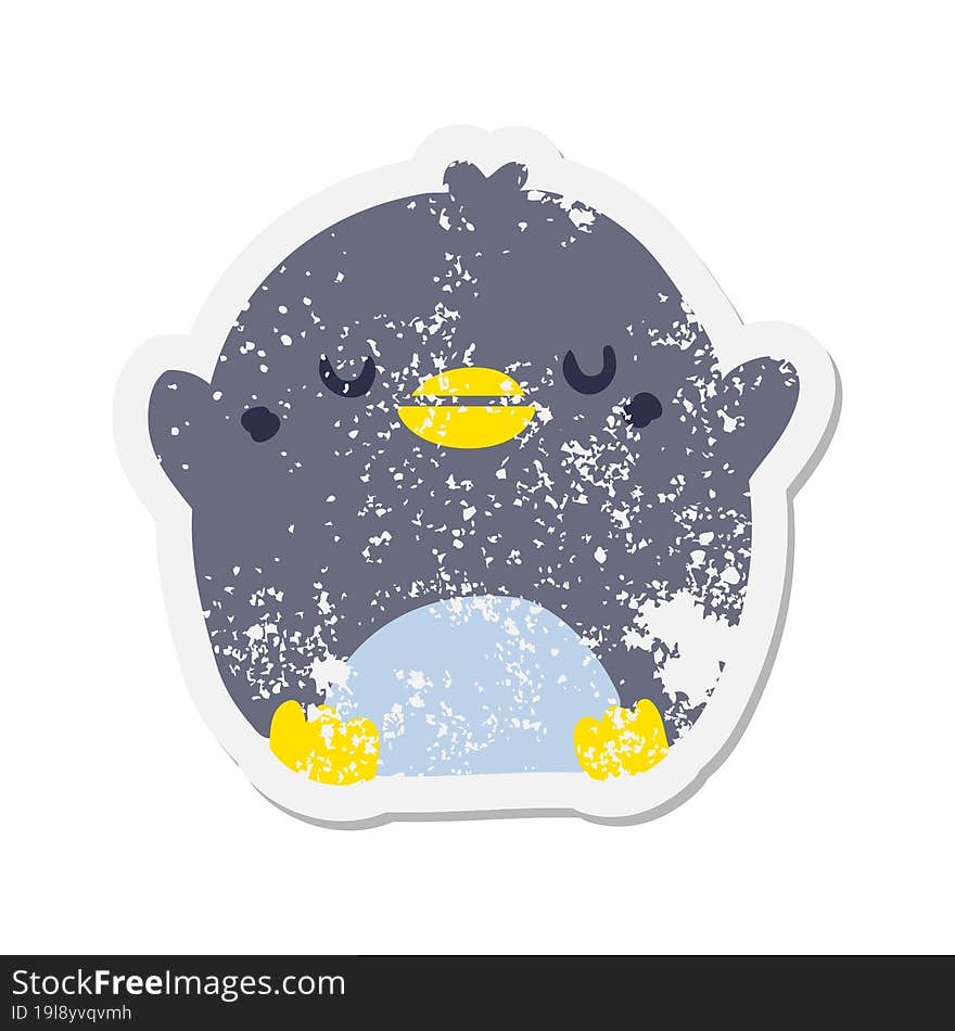 Cartoon Penguin Grunge Sticker