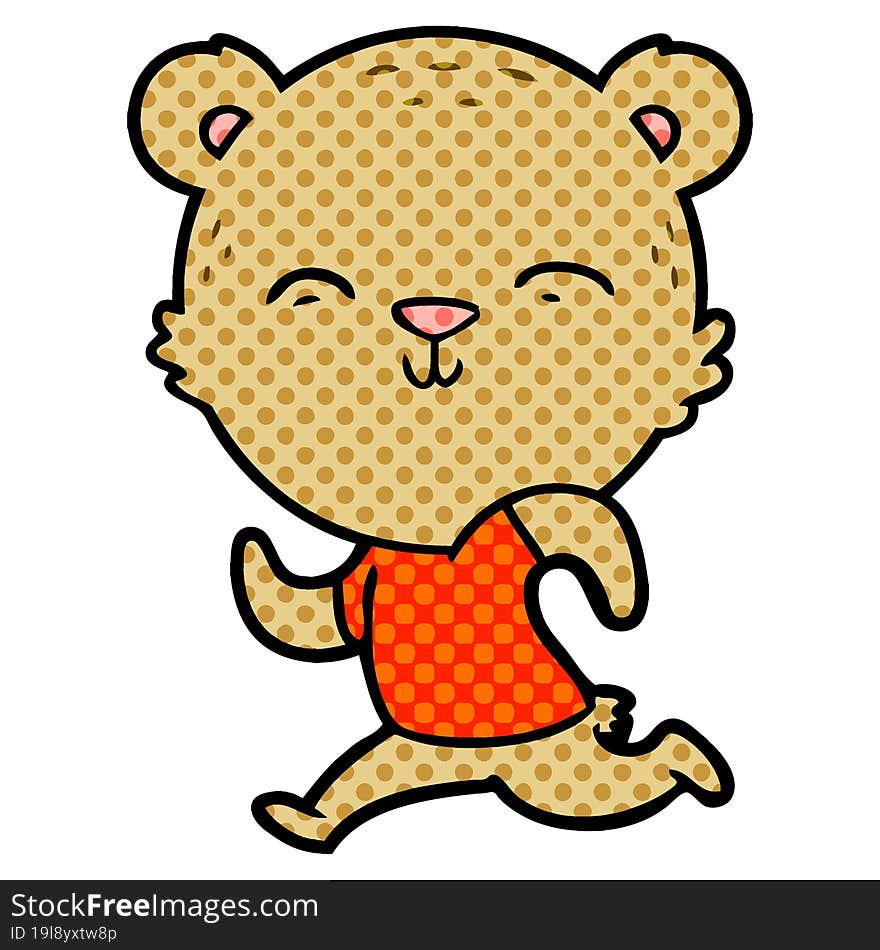 happy cartoon bear jogging. happy cartoon bear jogging