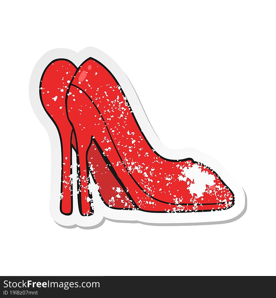 retro distressed sticker of a cartoon high heel shoes