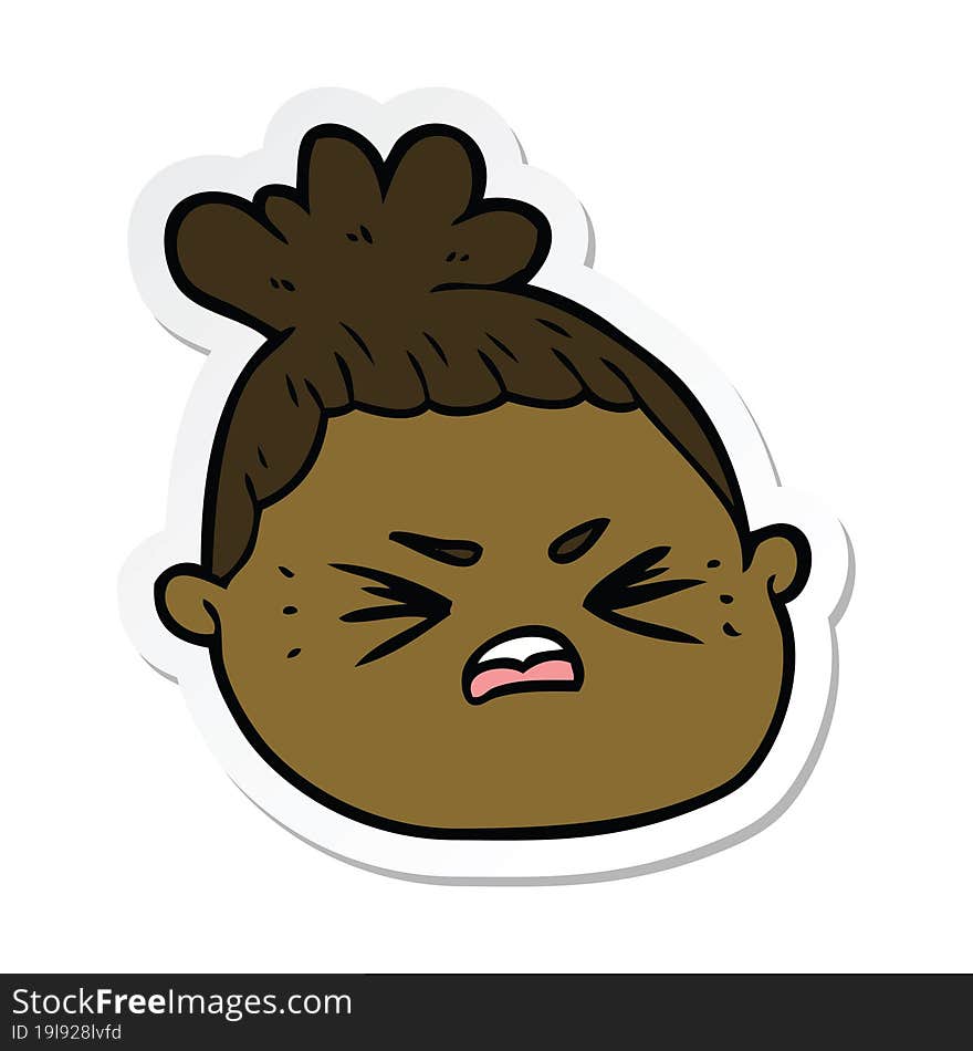 Sticker Of A Cartoon Female Face