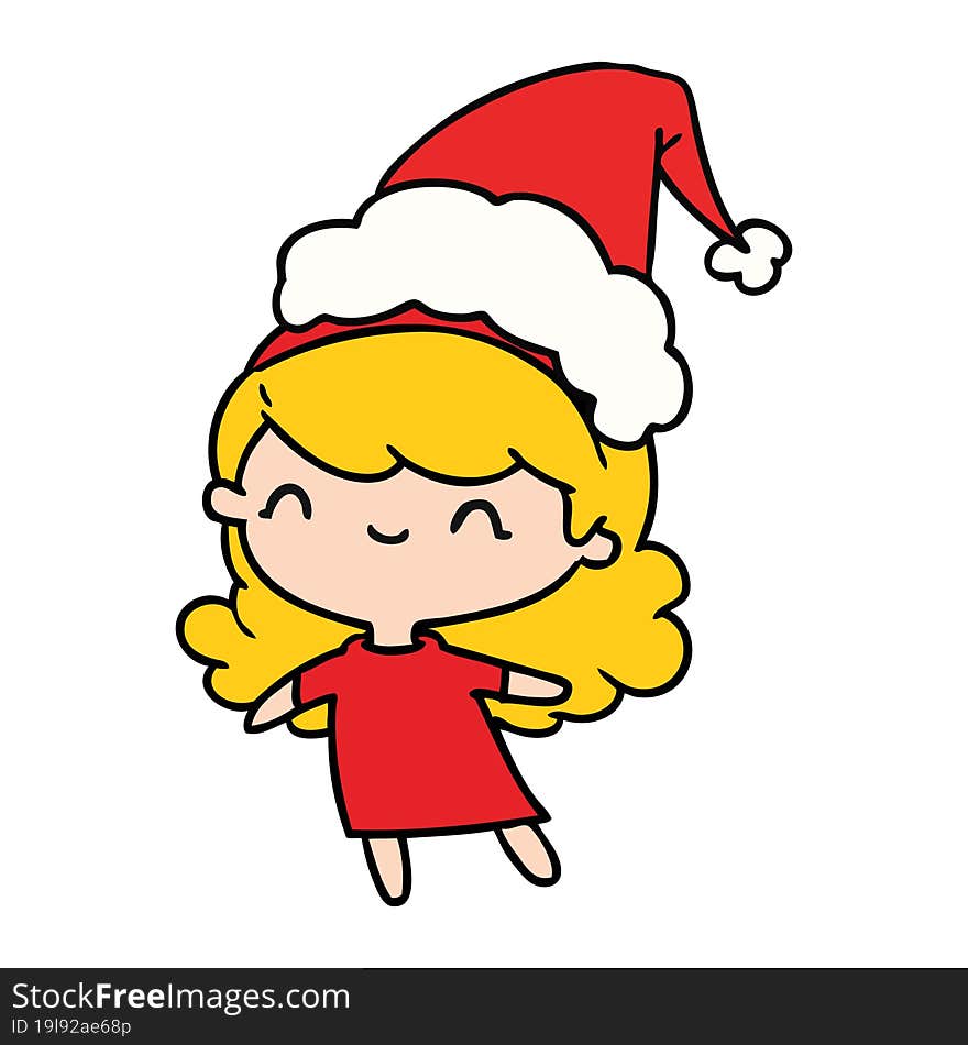 hand drawn christmas cartoon of kawaii girl