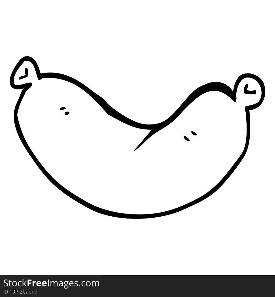 line drawing cartoon of a sausage