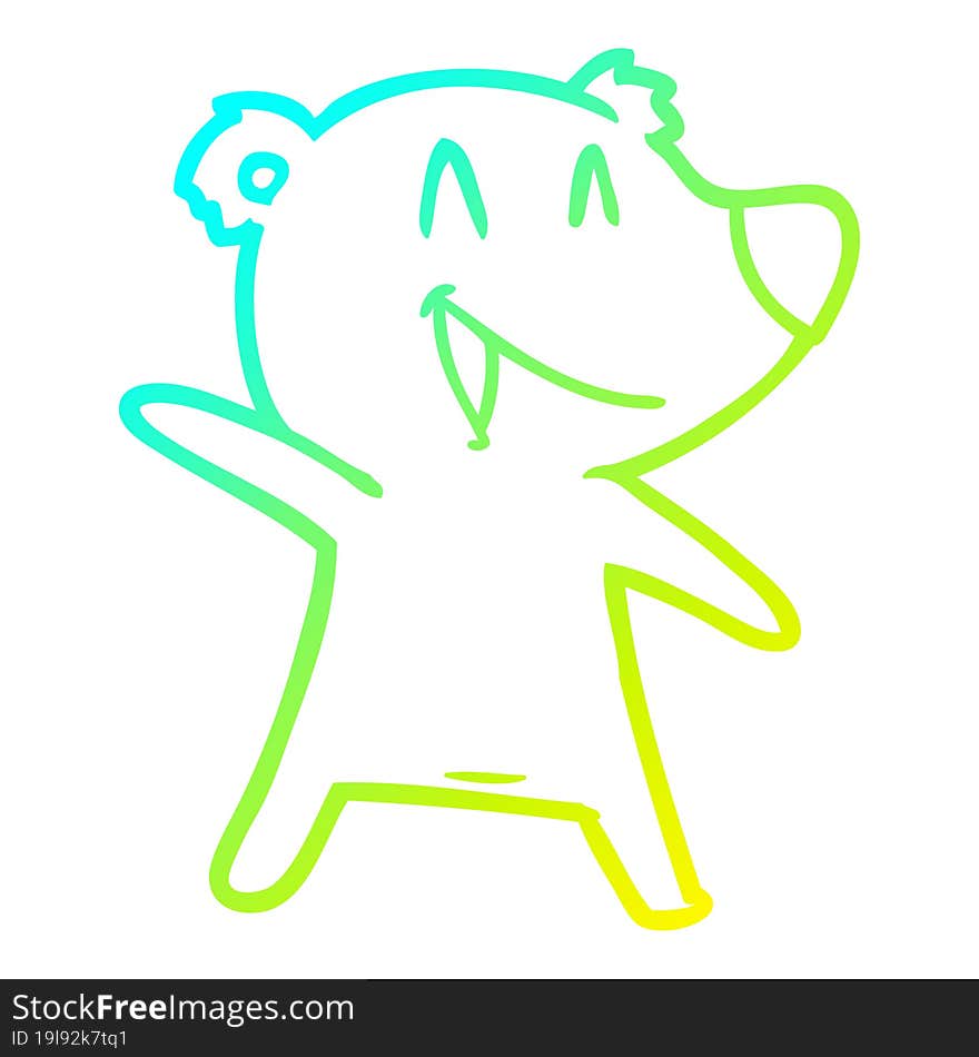 cold gradient line drawing laughing bear cartoon