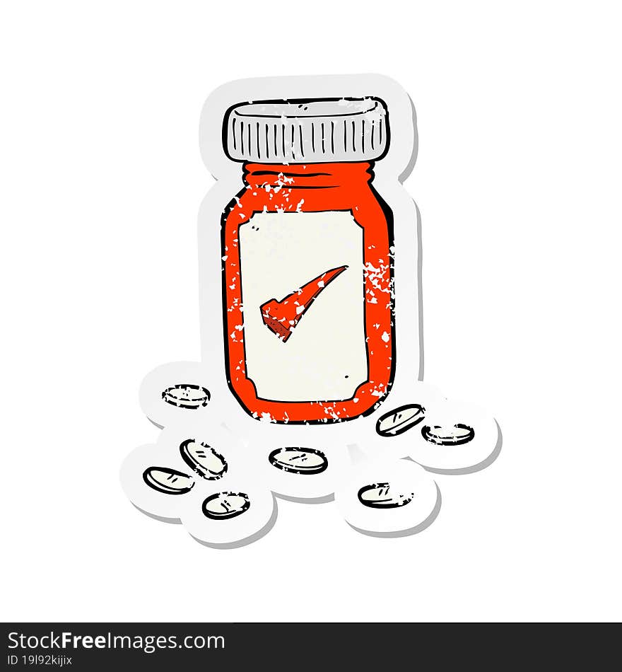 retro distressed sticker of a cartoon pills