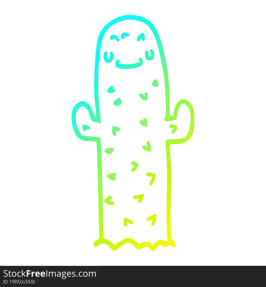 cold gradient line drawing cartoon cactus