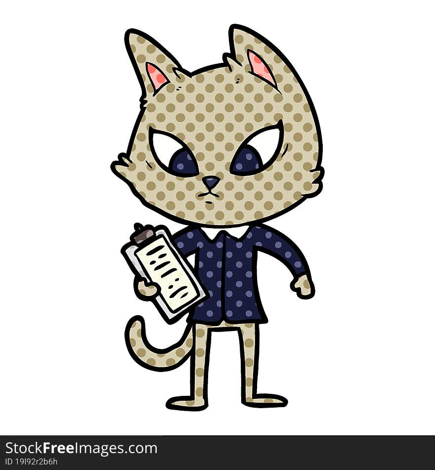 confused cartoon business cat. confused cartoon business cat