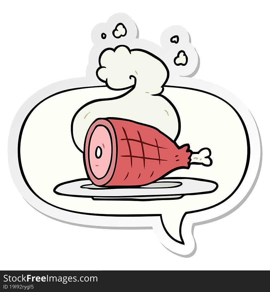 cartoon cooked meat and speech bubble sticker