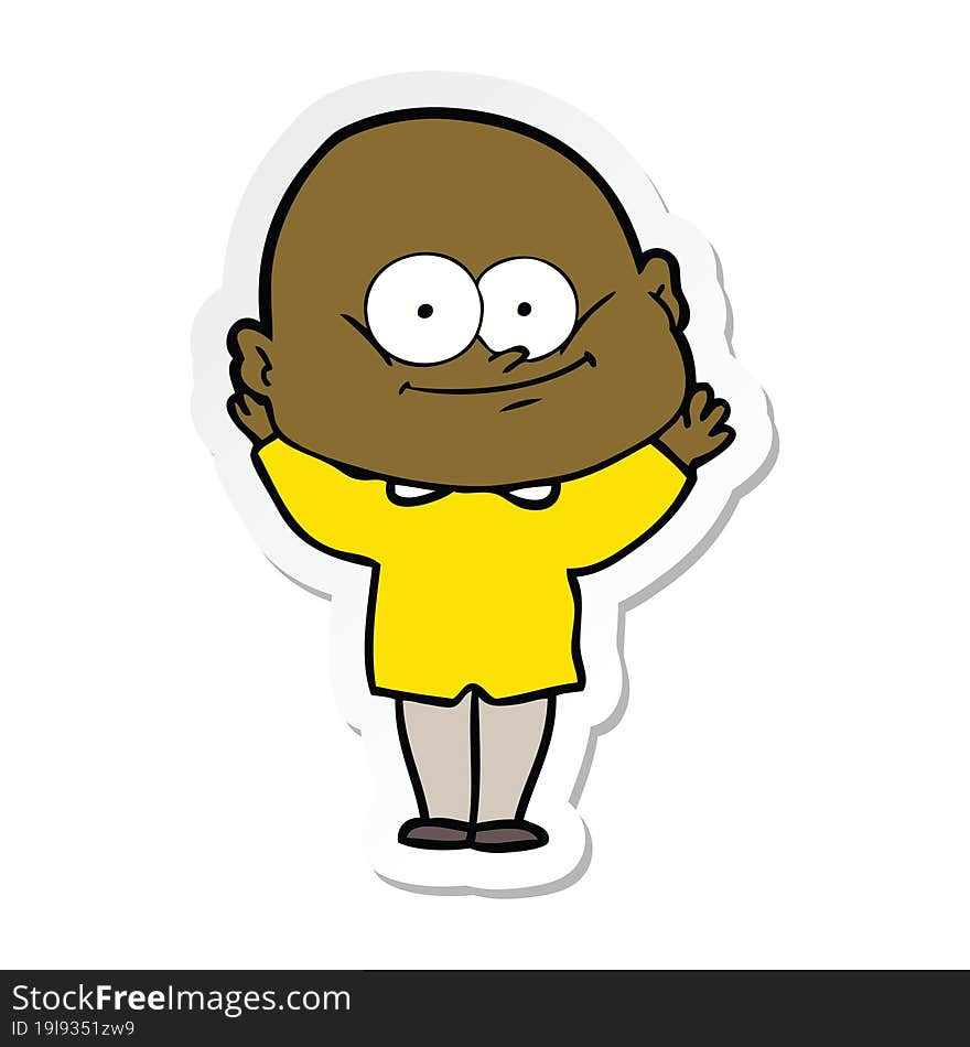 sticker of a cartoon bald man staring