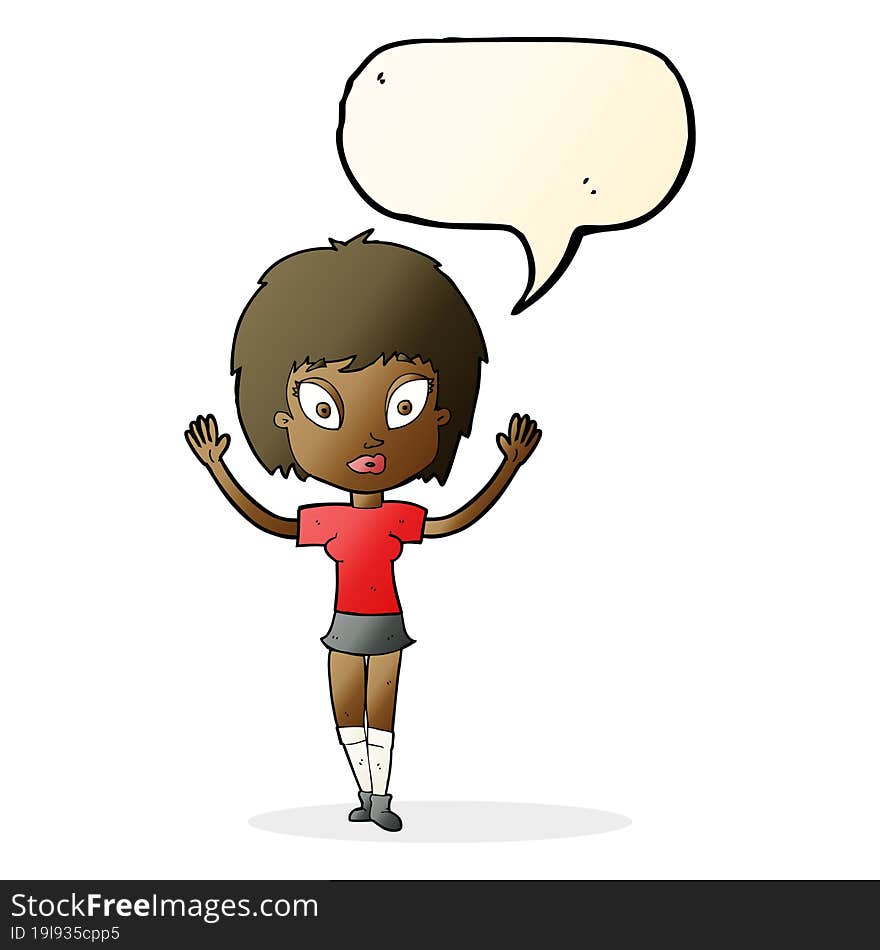 cartoon pretty girl with speech bubble