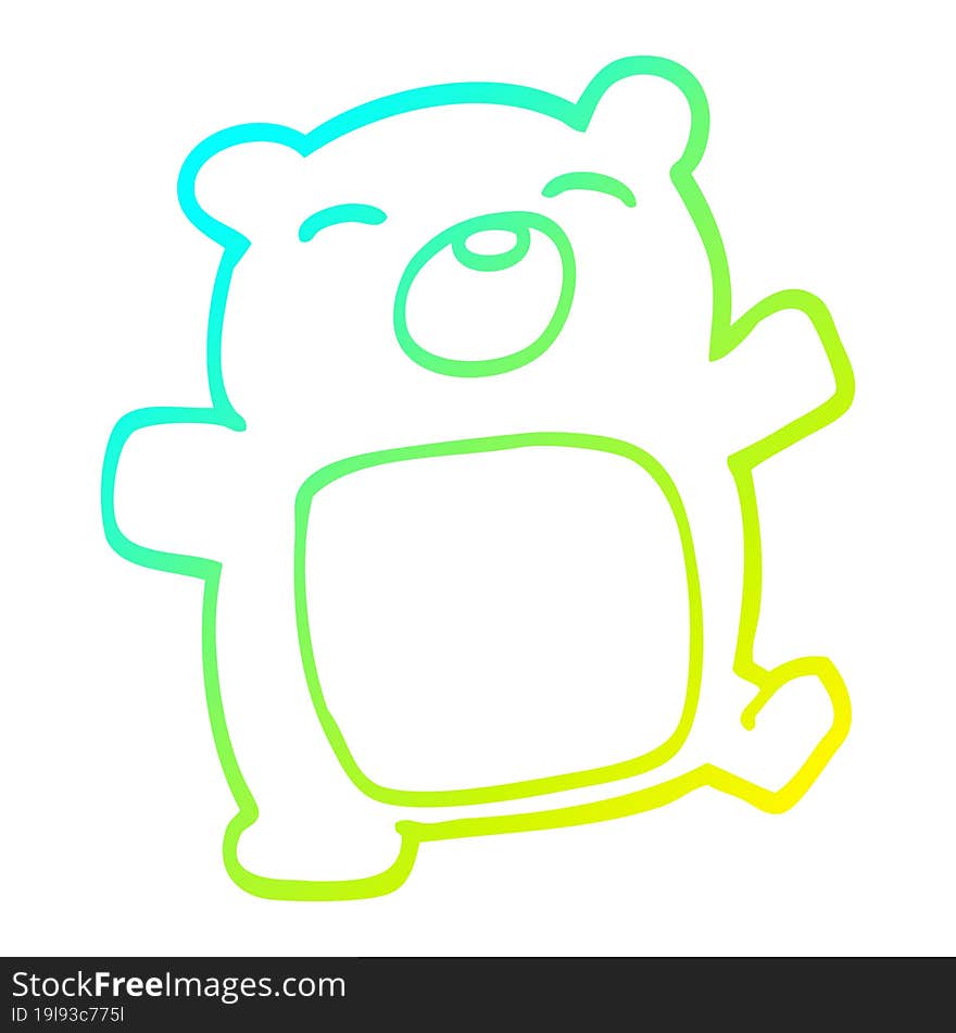 cold gradient line drawing cartoon teddy bear