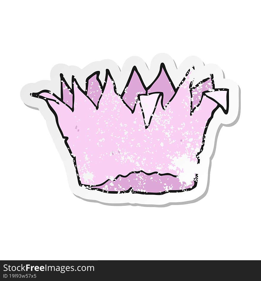 distressed sticker of a cartoon paper crown