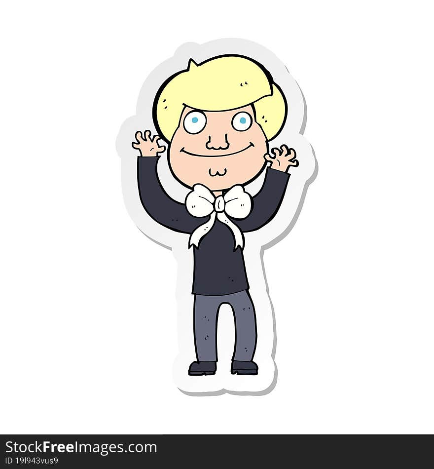 sticker of a cartoon man wearing bow tie