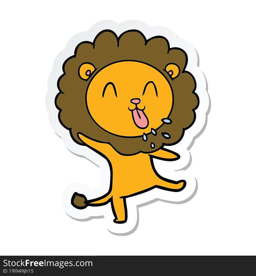 sticker of a happy cartoon lion