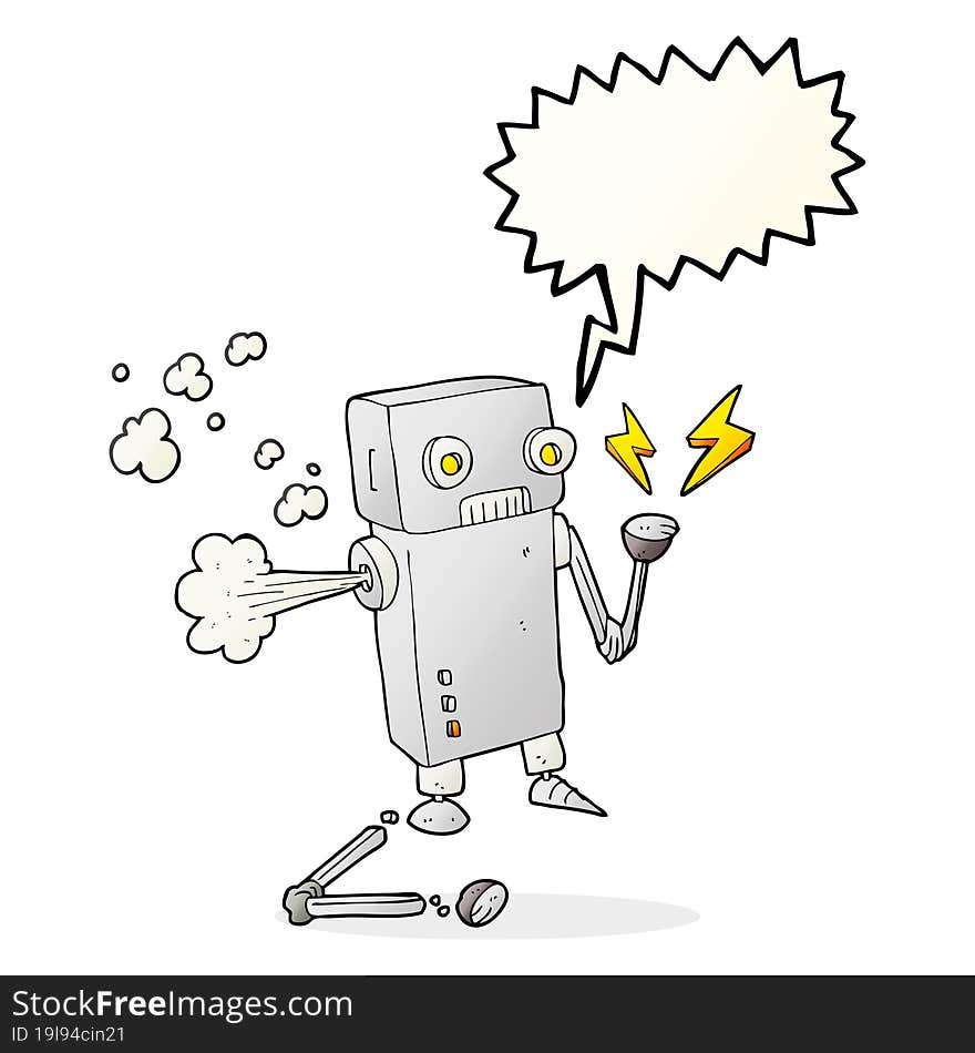 Speech Bubble Cartoon Broken Robot