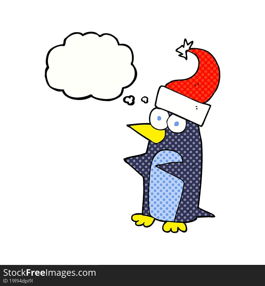 thought bubble cartoon christmas penguin