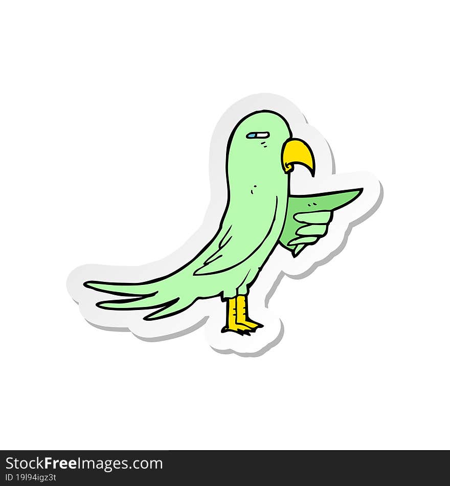 sticker of a cartoon parrot