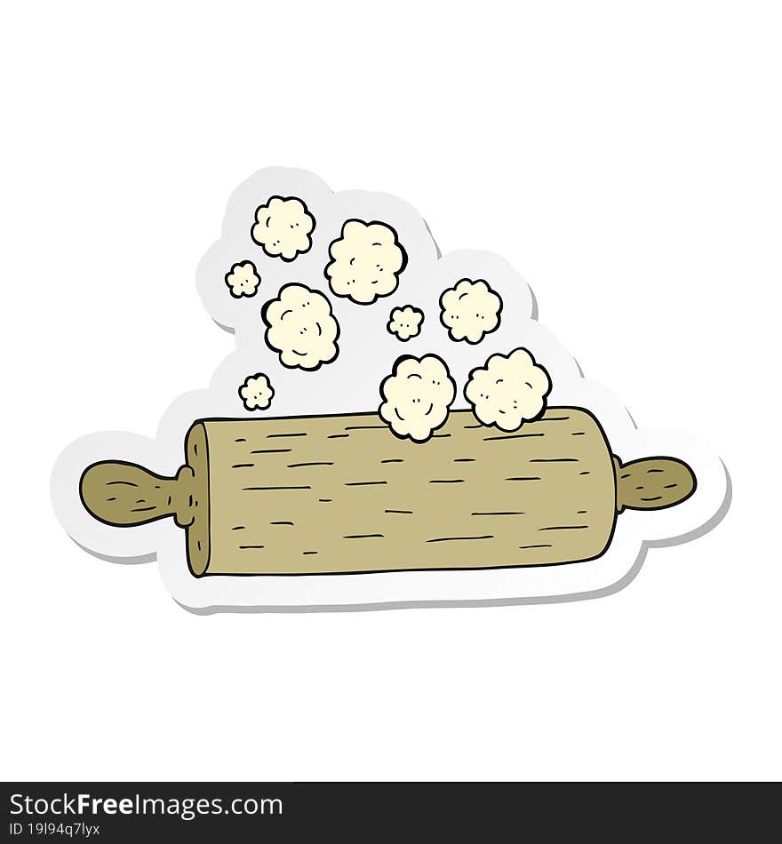 Sticker Of A Cartoon Rolling Pin