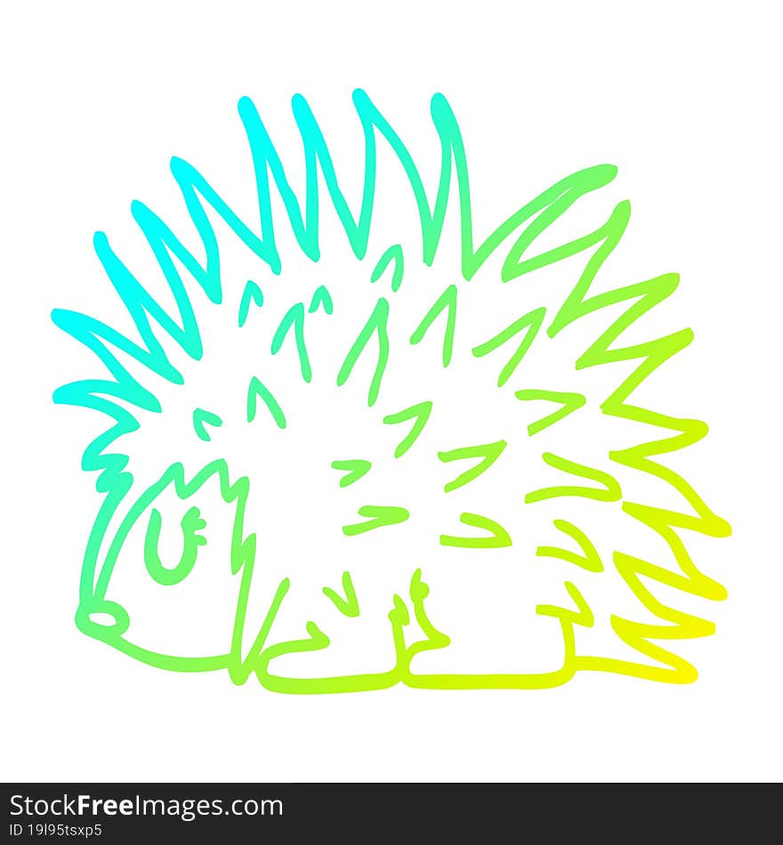 cold gradient line drawing cartoon spiky hedgehog