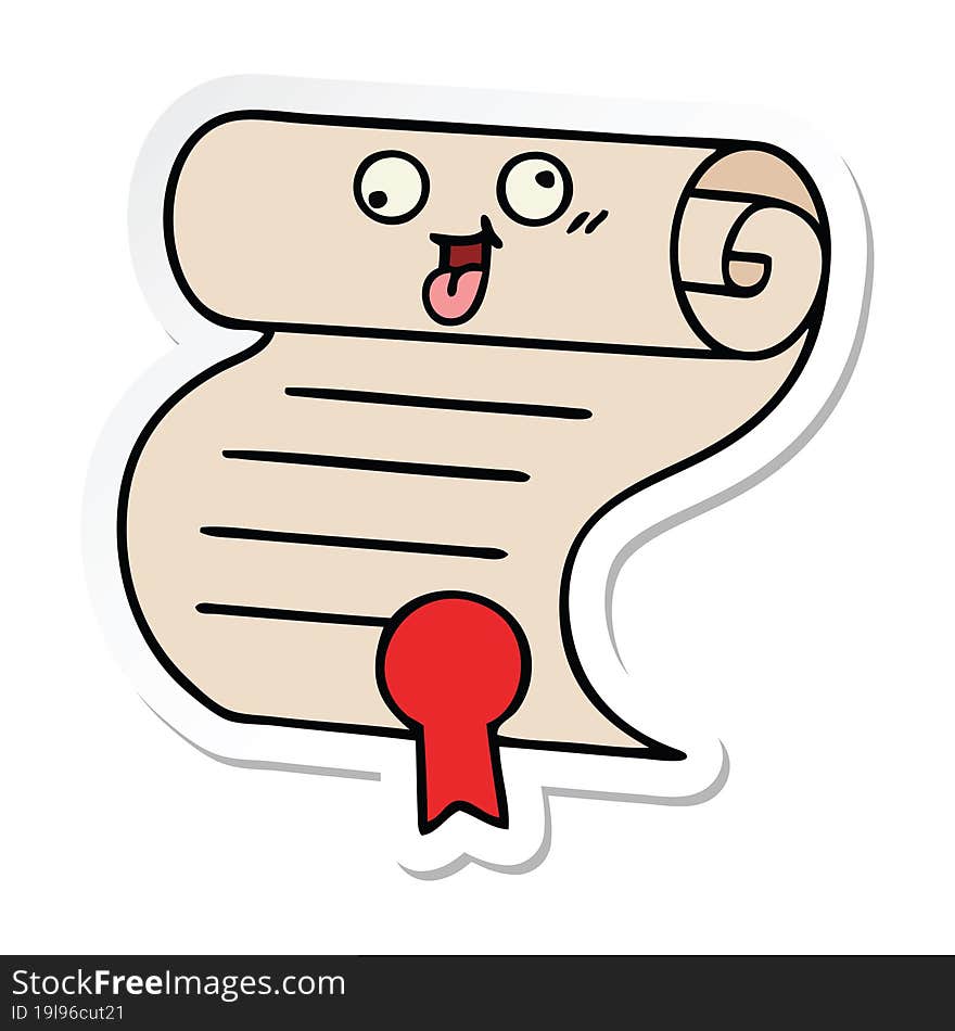 sticker of a cute cartoon contract