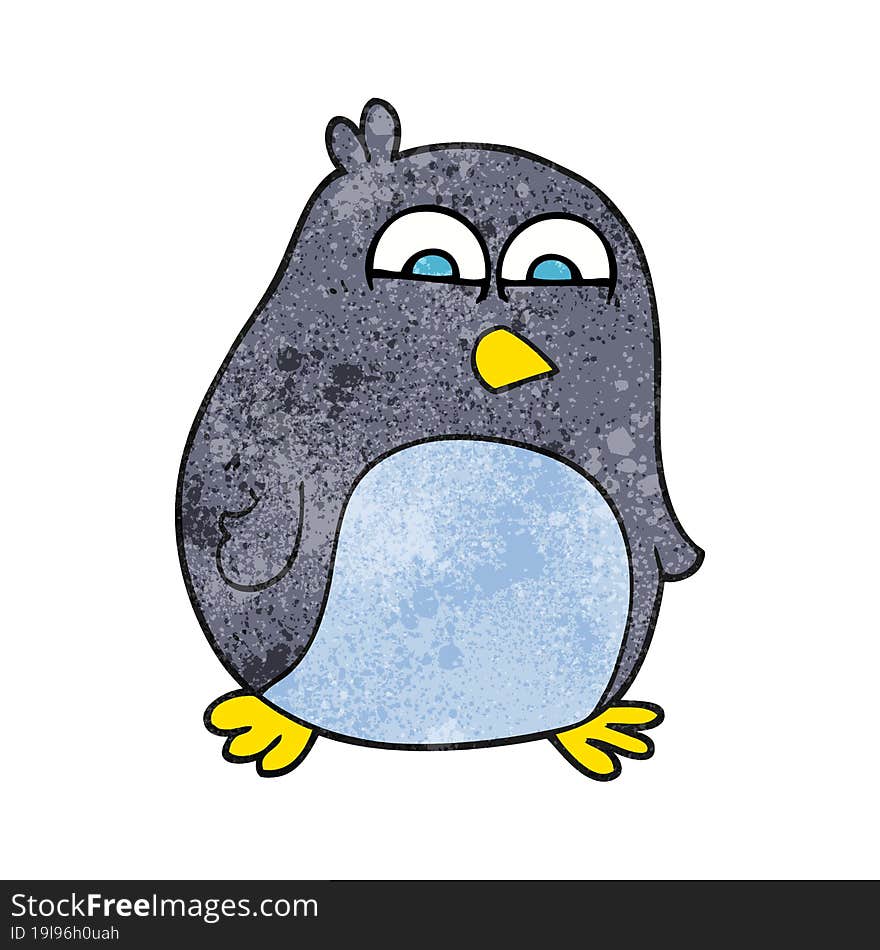 freehand textured cartoon penguin