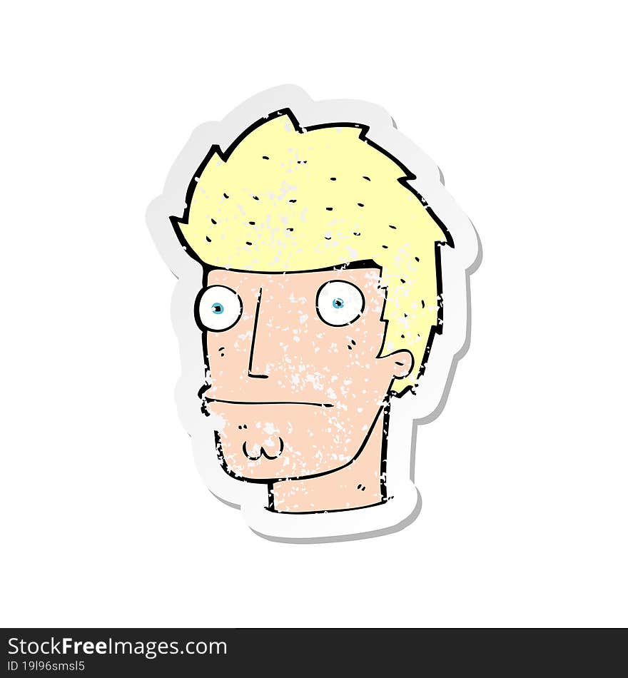 retro distressed sticker of a cartoon nervous man